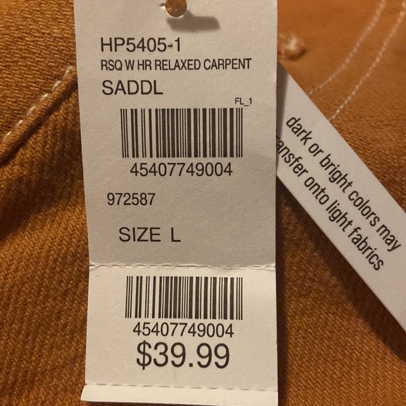 RSQ Relaxed Carpenter Pants, Color Orange/Brown, Size L, Condition New - Picture 4 of 4